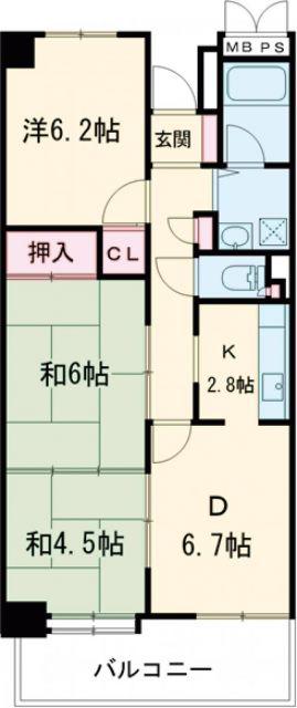 アークハイム新潟(3DK/10階)の間取り写真