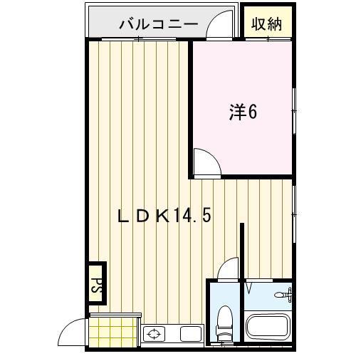 Sハウス(1LDK/3階)の間取り写真