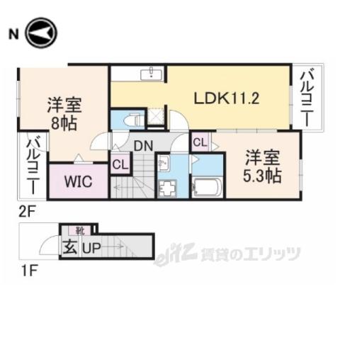 アルブル ポルテ(2LDK/2階)の間取り写真