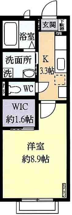 マストライフ守谷中央(1K/2階)の間取り写真