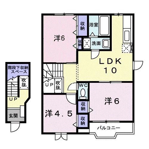 クレストタウンメイプルD(3LDK/2階)の間取り写真