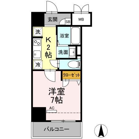 ジュグリシーヌ寿町(1K/2階)の間取り写真