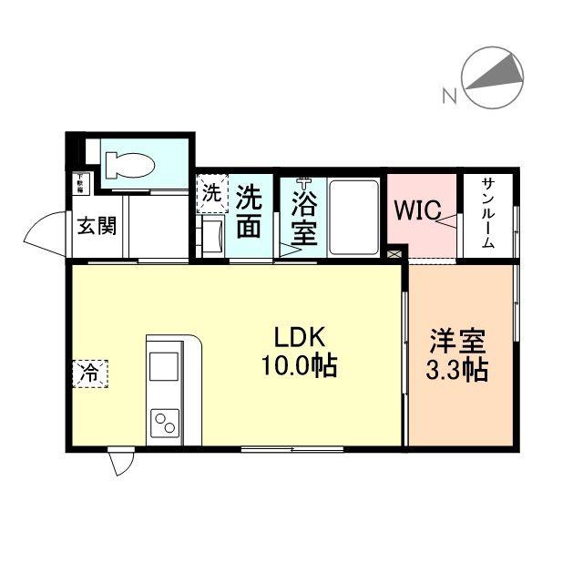 STELLA II(1LDK/1階)の間取り写真