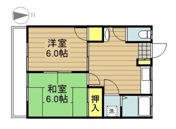 豊雄ハイツ(2DK/2階)の間取り写真