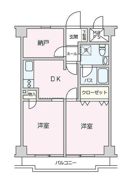 聖和代々木ハイツ(2DK/6階)の間取り写真