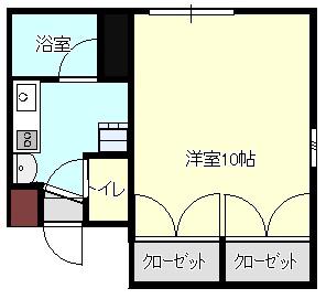 サルヴァトーレ清水(1K/2階)の間取り写真