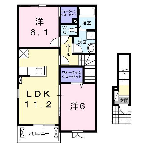 スカイブリーズ B(2LDK/2階)の間取り写真