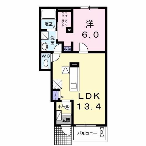 ルミナス北島D(1LDK/1階)の間取り写真