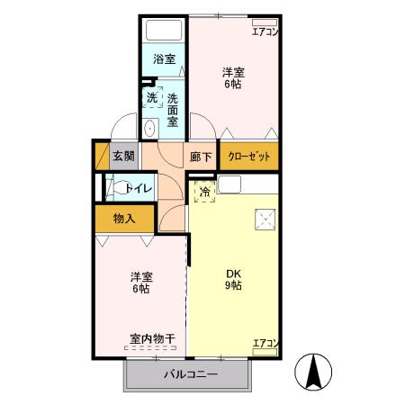 藤の木ハウスA(2LDK/1階)の間取り写真