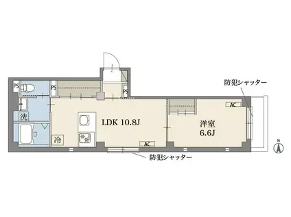 ベルア中野新橋(1LDK/2階)の間取り写真
