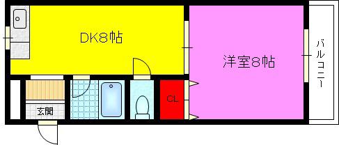 諸福マンション(1DK/3階)の間取り写真