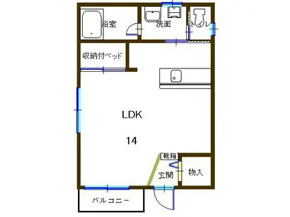 スターハイツ助任(1K/1階)の間取り写真