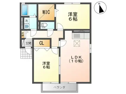 ピュアコートB(2LDK/1階)の間取り写真