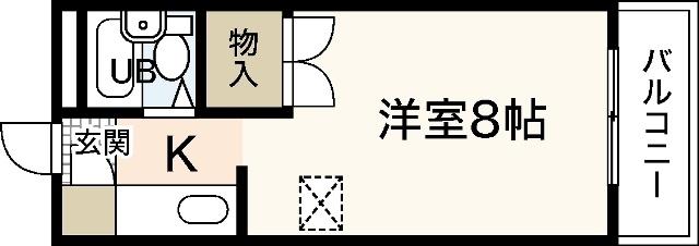 パインハウスI(ワンルーム/3階)の間取り写真