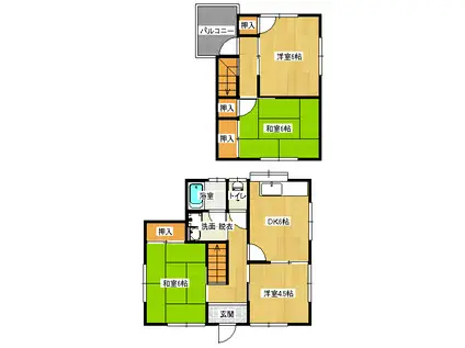 JR山陽本線 福山駅 徒歩31分 2階建 築40年(4DK/1階)の間取り写真