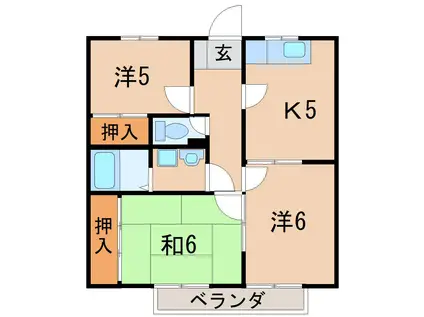 サンシティ鏡田B(3DK/2階)の間取り写真