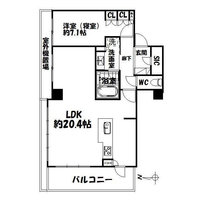 プレミスト浜松中央タワー(1LDK/4階)の間取り写真