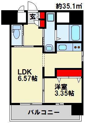 フェリシエ馬借(1LDK/8階)の間取り写真