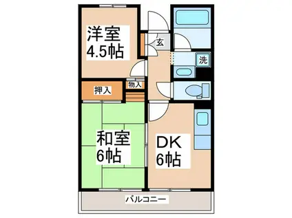 エルム大倉山(2DK/2階)の間取り写真