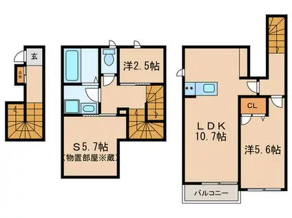 ベルリードM´S(2SLDK/2階)の間取り写真