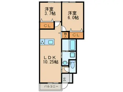 サンライズ浜町(2LDK/1階)の間取り写真