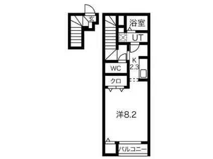 グロース・リープ(1K/2階)の間取り写真