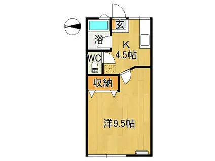 シティハイムドルフI(1K/2階)の間取り写真