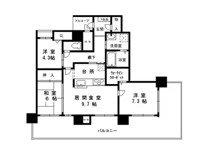 ウェルブ六甲道2番街(3LDK/15階)の間取り写真