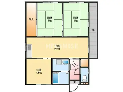 エステート辻(3LDK/3階)の間取り写真