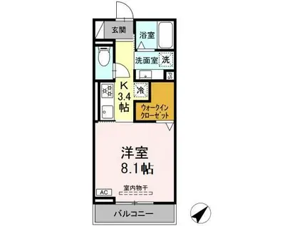 AXIS(1K/2階)の間取り写真