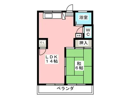 高杉マンション(1LDK/3階)の間取り写真