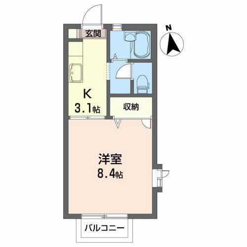 サンフラワーM(1K/2階)の間取り写真