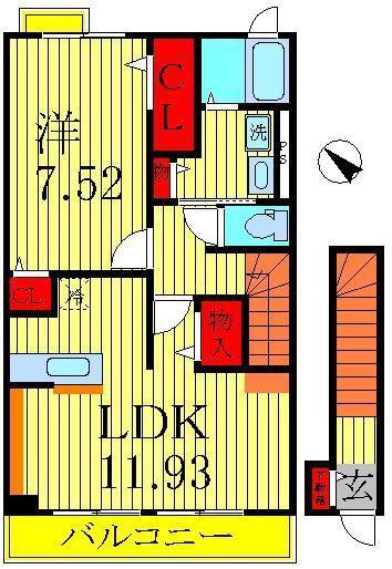 オースティンハウスII(1LDK/2階)の間取り写真