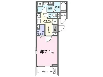 ベル石井城II(1K/3階)の間取り写真