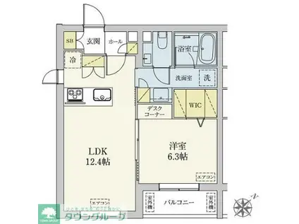 カスタリア旗の台(1LDK/1階)の間取り写真
