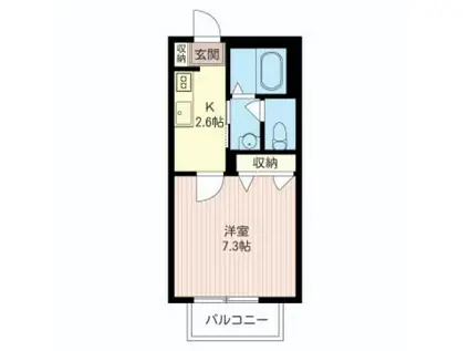 ビューテラスK(1K/2階)の間取り写真