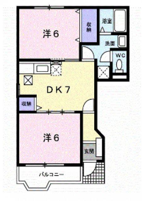 プリムヴェール(2DK/1階)の間取り写真