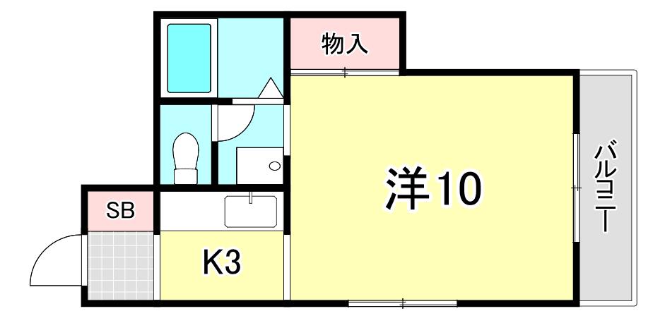 サンハイツ香枦園(1K/2階)の間取り写真