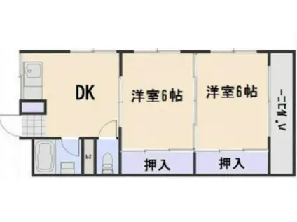 川崎ビル(2DK/3階)の間取り写真