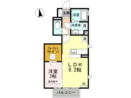 メゾンときV A棟(1LDK/1階)の間取り写真