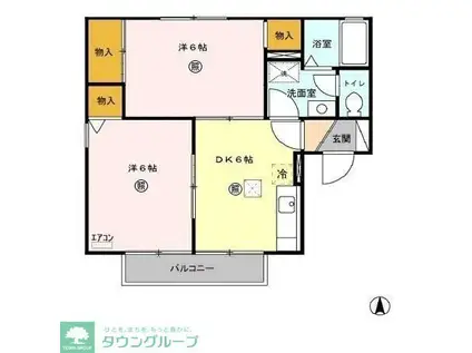 ジュピターズB棟(2DK/1階)の間取り写真