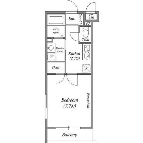 JM高輪レジデンス(1K/2階)の間取り写真