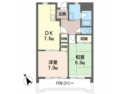 プラージュ楠(2DK/3階)の間取り写真