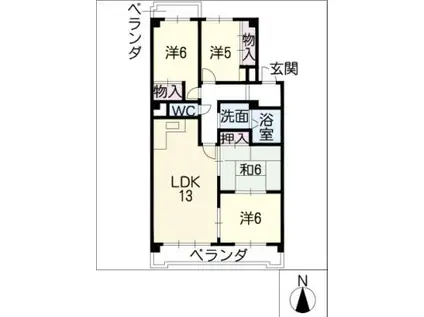 インテリジェント高間台II(4LDK/1階)の間取り写真