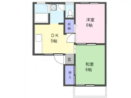 ハイツ紀ノ川(2DK/2階)の間取り写真