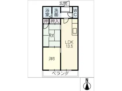 VIPマンション大垣 306号(2LDK/3階)の間取り写真
