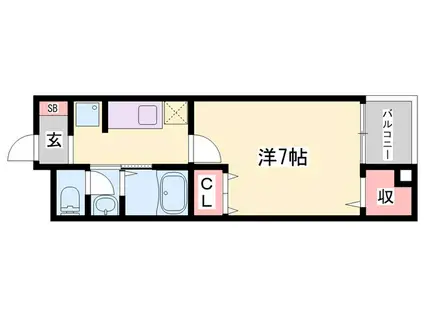 AMENITY ウエスト(1K/2階)の間取り写真