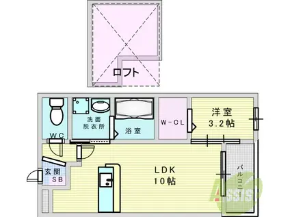 サンライズ(1LDK/2階)の間取り写真