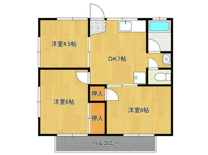 グレイス元吉田(3DK/1階)の間取り写真