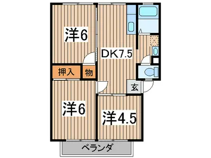 ハウスなでしこ(3DK/2階)の間取り写真